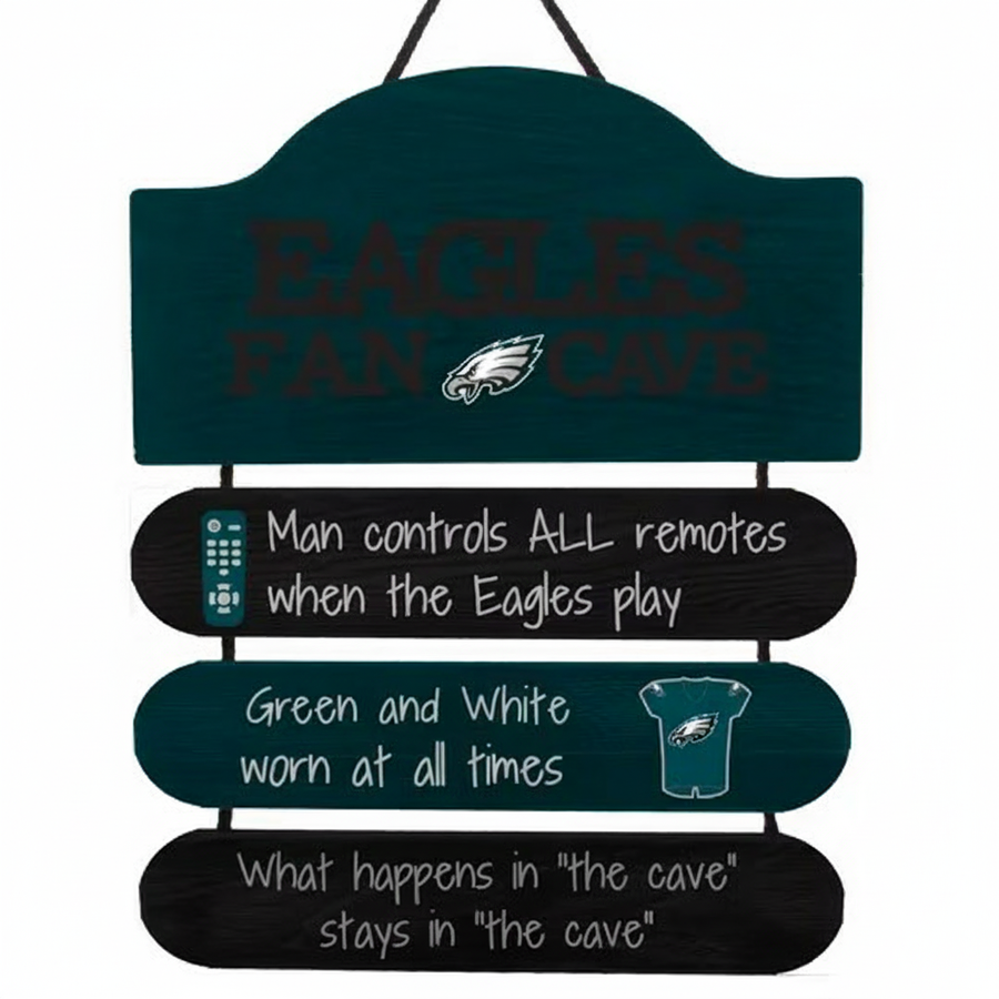Philadelphia Eagles Wooden Fan Cave Dangle Sign