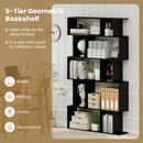 Geometric Bookshelf 5-Tier Bookcase with Open Shelves and Closed-back Cubes