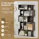 Geometric Bookshelf 5-Tier Bookcase with Open Shelves and Closed-back Cubes