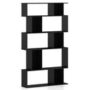 Geometric Bookshelf Set of 2 5-Tier Bookcase with Open Shelves and Closed-back Cubes