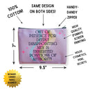 GetBullish Out of Patience with Disappointing Men Feminist Canvas Zipper Pouch 9.5" x 7" | Cosmetics Bag or Pencil Case