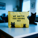 GetBullish We Watch You Having Sex Cats Canvas Zipper Pouch 9.5" x 7" | Cosmetics Bag or Pencil Case