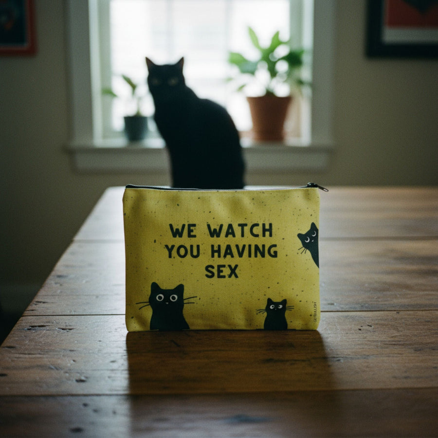 GetBullish We Watch You Having Sex Cats Canvas Zipper Pouch 9.5