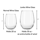 Badass Jumbo Stemless Wine Glass in Orange Pink Ombre | 30 Oz. | Holds an Entire Bottle of Wine