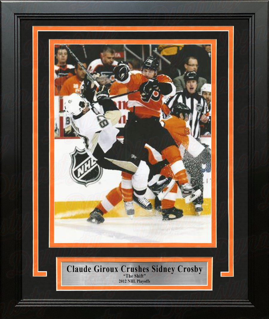 Claude Giroux Hits Sidney Crosby Philadelphia Flyers 2012 NHL Hockey Playoffs Framed Photo