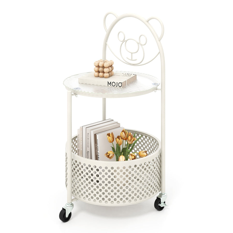 Modern Sofa Side Table on Lockable Wheels for Living Room Bedroom Study
