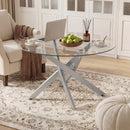 Glass Coffee Table Round Clear Center Table with Tempered Glass Top