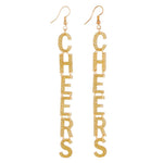 Glittery Cheers Letter Hook Earrings | Dangle Acrylic Novelty Jewelry