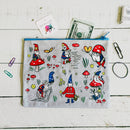 Gnomes Recycled Material Cute/Cool/Unique Zipper Pouch/Bag/Clutch/Cosmetic Bag | 9.5" x 7"