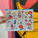 Gnomes Recycled Material Cute/Cool/Unique Zipper Pouch/Bag/Clutch/Cosmetic Bag | 9.5" x 7"