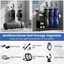 Golf Bag Organizer 3 Golf Bag Stand with Lockable Wheels and Hooks-Black