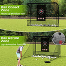 Golf Practice Hitting Net Golf Cage with Dual Side Barriers Target Cloth Metal Frame
