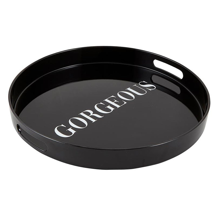 Gorgeous Round Black Bar Tray | Serving Tray with Handles | 13.5