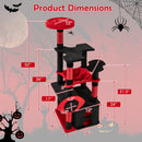 Gothic Cat Tree with Plush Perch and Spider Dangling Toy-Black & Red