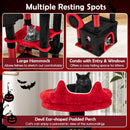 Gothic Cat Tree with Plush Perch and Spider Dangling Toy-Black & Red