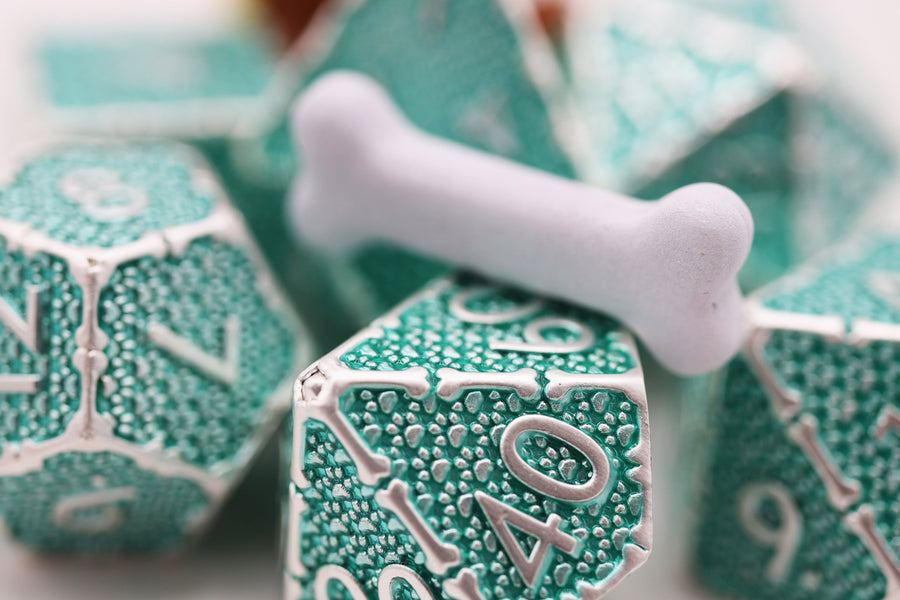 Grassy Paw Prints - Metal RPG Dice Set