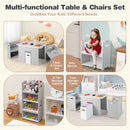 4-in-1 Kids Table and Chairs with Multiple Storage for Learning-Gray