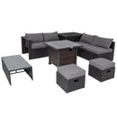 9 Pieces Patio Furniture Set with 32‚Äù Fire Pit Table and 50000 BTU Square Propane Fire Pit
