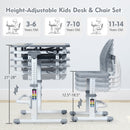 Height Adjustable Kids Study Desk and Chair Set