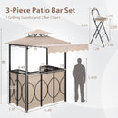 Grill Gazebo with Awning 3-Piece Outdoor BBQ Canopy Double-Tier Soft Top Barbecue Shelter
