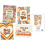 Groovy Note Card Set | Retro Love-Themed Designs 8 Cards