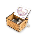 Personalized Music Box with Name - Watercolour White Unicorn in Lavender Floral Wreath - Hand-Crank Wooden Music Box Plays You Are My Sunshine - Unicorn Gift for Girls