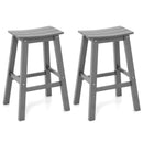 29 Inch HDPE Patio Bar Stool Set of 2 Armless Saddle Stools