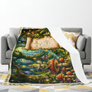 Personalized Enchanted Forest Blanket with Name - Once Upon a Time Frog Prince and Toadstool Fairytale Fleece Throw for Kids and Babies