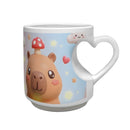Personalized Kawaii Capybara Mug | Custom Name | Heart Handle Coffee Cup
