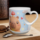 Personalized Kawaii Capybara Mug | Custom Name | Heart Handle Coffee Cup