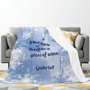 Personalized Custom Text Blanket with Name - If You Can Read This Bring Me a Wine, Book, Tea or Hot Chocolate - Pink or Blue Snowflake Fleece