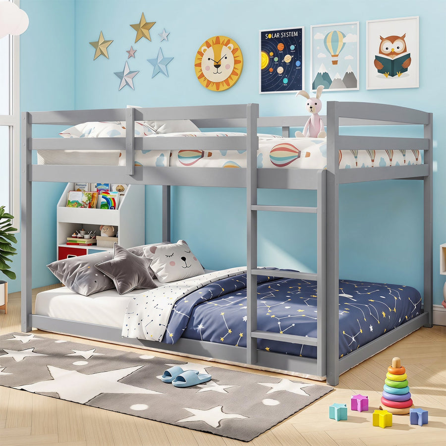 Full Over Full Bunk Bed with Ladder and Safety Guardrails