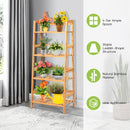 4-Tier Bamboo Plant Rack with Guardrails Stable and Space-Saving