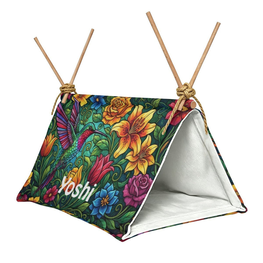 Personalized Hummingbird Flax Pet Tent for Small Animals