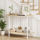 Half Moon Console Table 40 inch 2-Tier Entryway Table with Storage Shelf