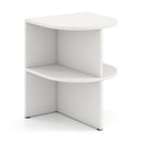 Half Round End Table with Open Shelves for Small Space-White