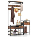 70 Inch Hall Tree with Shoe Storage Bench Freestanding Coat Rack-Rustic Brown