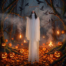 Hanging Ghost Girl Prop with Light-Up Eyes and Sound Effects