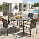 Patio Dining Chairs Set of 4 with Acacia Wood Armrests