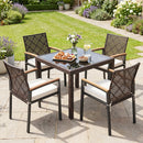 Patio Dining Chairs Set of 4 with Acacia Wood Armrests