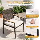 Patio Dining Chairs Set of 4 with Acacia Wood Armrests