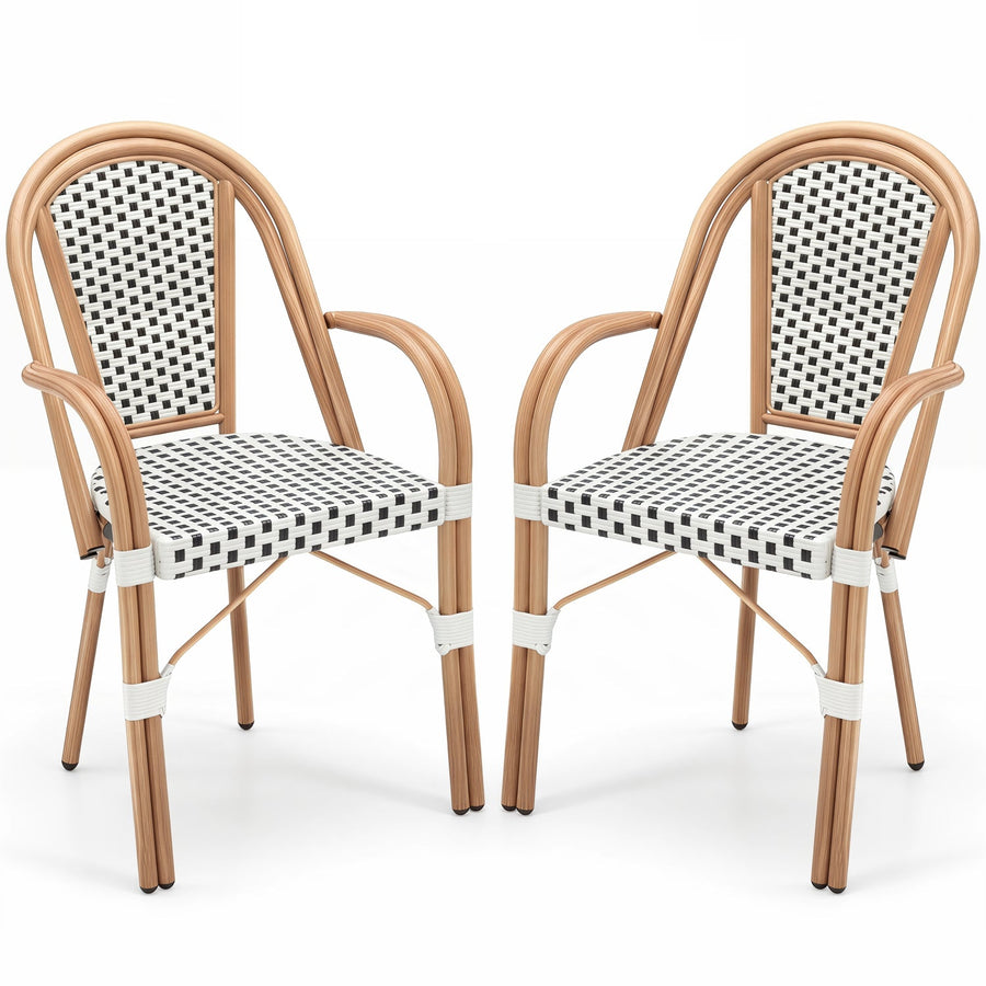 PE Wicker Bistro Dining Chairs Set of 2 - 400 lbs Capacity