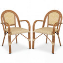 PE Wicker Bistro Dining Chairs Set of 2 - Yellow