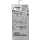 Happy Camper Woven Dish Cloth Towel | Novelty Tea Towels | Cute Kitchen Hand Towel | 20" x 28"