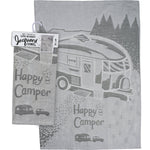 Happy Camper Woven Dish Cloth Towel | Novelty Tea Towels | Cute Kitchen Hand Towel | 20" x 28"