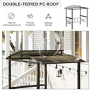 Hardtop Grill Gazebo with Vented Polycarbonate Roof Side Shelves-Black