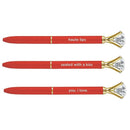 Haute Lips Red Gem Pen Set of 6 | Giftable Quote Pens | Novelty Office Desk Supplies