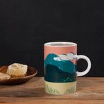 Haven Tall Ceramic Mug | Small Loop Handle Coffee Tea Cup | 14 oz