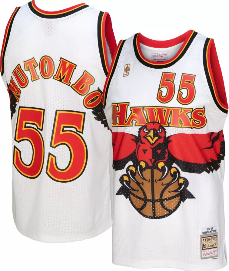 Dikembe Mutombo Atlanta Hawks Mitchell & Ness White Hardwood Classics 1996-97 Swingman Jersey