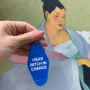 Head Bitch in Charge Motel Style Keychain in Blue